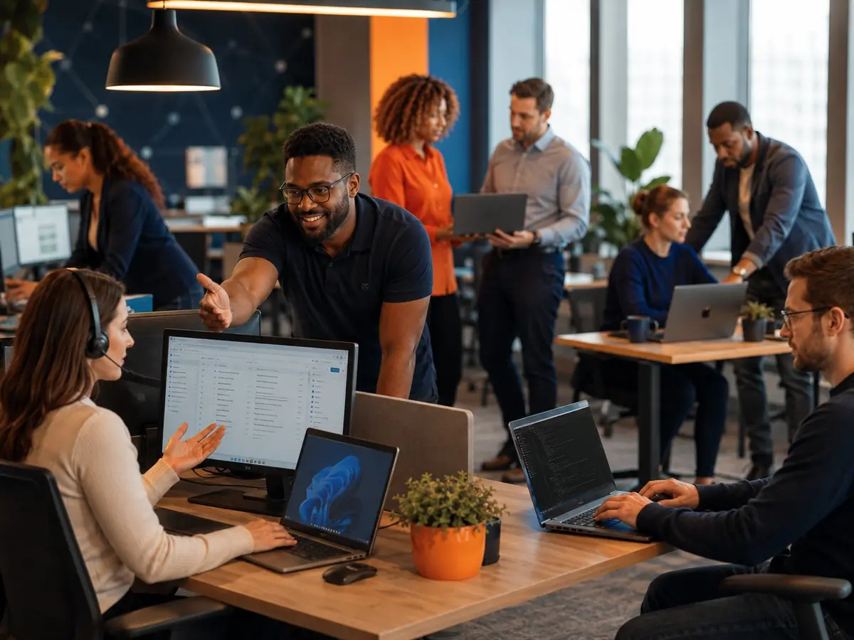 Mixed IT support team helping with business systems and email support